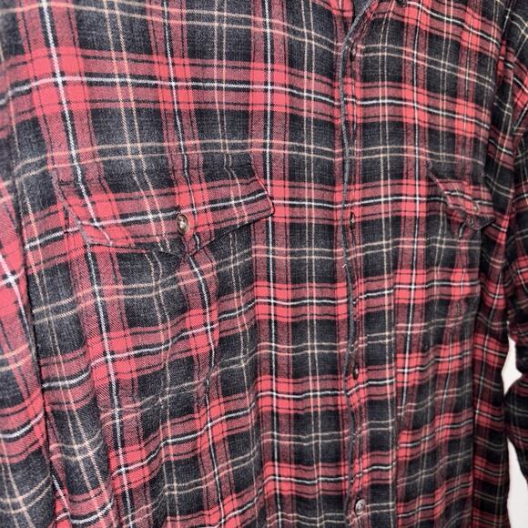 Carbon 2 Cobalt Men's XXL Red Gray Plaid Lined Button Front Shirt Long Sleeves - Picture 3 of 9